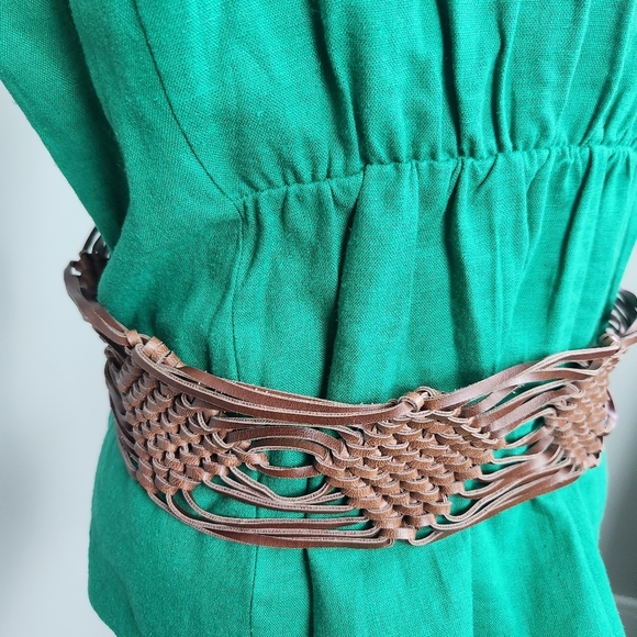 Vegan Leather Y2K Chunky Woven Belt Size L 2000s - Picture 3 of 12